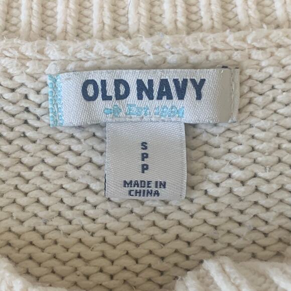 Old Navy Off White Open Weave Cotton Blend Sweater Size Small - Picture 4 of 8